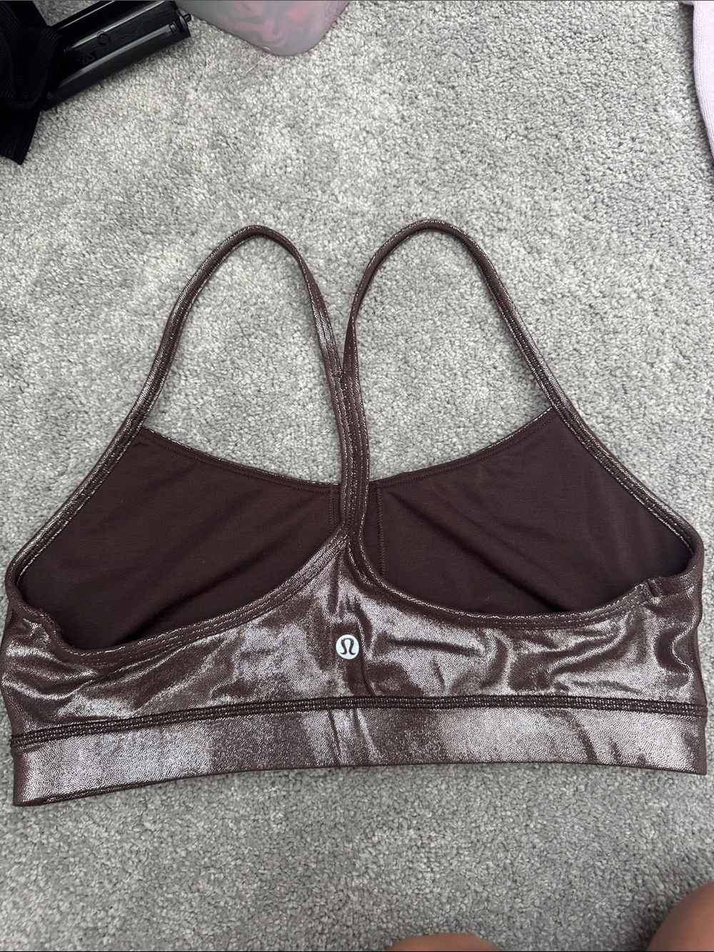 lululemon athletica Shimmery Brown Strappy Sports Bra